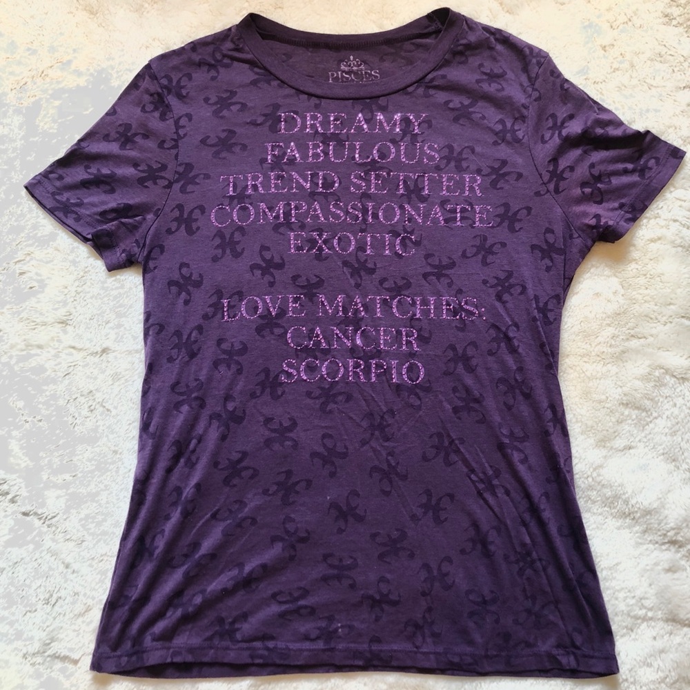 Pisces bling rhinestone tee shirt top